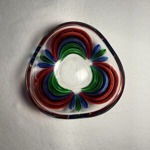 Zecchin Style Murano Glass Small Trinket Dish Colorful 3.25" Diameter